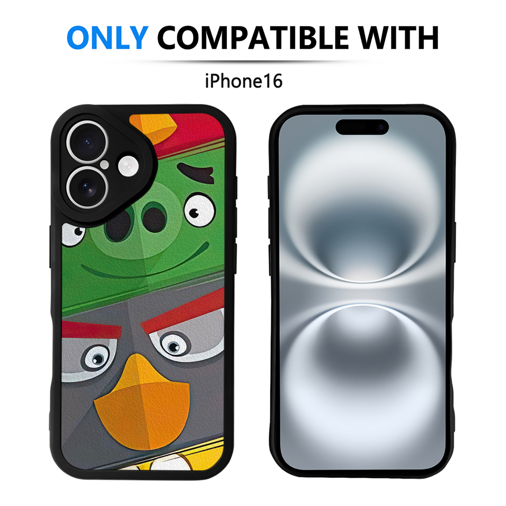 （画像用） Angry Birds アングリーバード 【iPhone 16シリーズ対応】シリコンスマホケース（レザー調） 材質：シリコン